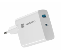 Ładowarka do smartfonów Natec RIBERA GAN 1X USB-A + 1X USB-C 65W BIAŁA
